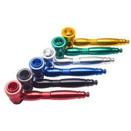 Latest Colorful Metal Alloy Hand Pipes Portable Non-slip Handle Removable Tube Dry Herb Tobacco Filter Hole Spoon Bowl Handpipes Smoking Cigarette Holder