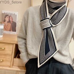 Scarves 2022 new knitted scarves new design stripe luxury brand scarves winter scarves warm long thin scarves women's scarves YQ231114