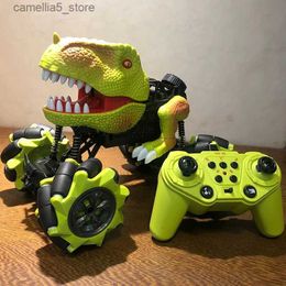 Electric/RC Animals 2.4g Rc Spray Dinosaur Car Remote Control Toys Stunt Climbing Off-road Vehicle Animal Model Dino Dragon Toys For Childrens Gifts Q231114