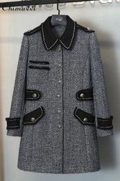 Ull blandar kontor lady coat kvinnor vinter high-end och mode kvinnors enkelbröst ull överrock korsar långärmare jacka 231113