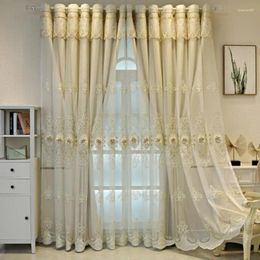Curtain European Luxury Lace Embroidered Double-Layer Blackout Curtains Custom For Living Room Bedroom Window Royal Home Decor Drapes