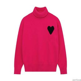 Amiparis Sweater Amis High Collar AM I Paris Jumper Winter Thick Turtleneck Coeur Embroidered A-word Heart Love Knit Sweat Women Men Amisweater DIZ1