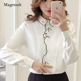 Women's Blouses Shirts Autumn Long Sleeve Embroidery Women Blouses Shirt Office Girl Shirt Female Pattern White Shirt Female Women Tops Blusa 7902 50 230414