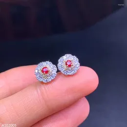 Stud Earrings Jewelry 925 Sterling Silver Natural Pigeon Blood Ruby Girl Mini Small Round Luxury Gold Support Re-examination