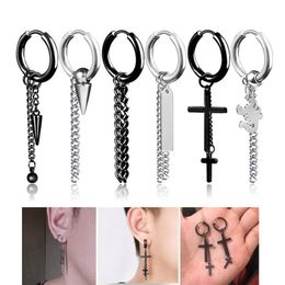 Dangle Earrings & Chandelier Punk Tassel Gothic Hip Hop Trendy Titanium Steel Cross Geomotric Earring For Men Women Fashion JewelryDangle