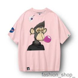 Men's T-shirts Designer T-shirt Nasa Co Branded Boring Ape and Women's Fashion Brand Nft Curi Bayc Monkey Head Same Loose Couple Short Sleeve Factory Sales 1 38H3