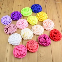 Hair Accessories 30pcs 8cm Puffy Satin Flowers For Toddlers Headbands Artificial Fabric Wedding Invitation Bouquet Decorations