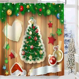 Shower Curtains Merry Christmas Snowy Bathing Curtain Bathroom Shower Curtain Waterproof With Home Deco R231114