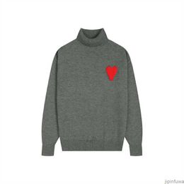 Winter Amis Amisweater Turtleneck Designer AM I Paris Jumper High Collar Warm Sweatshirt Jacquard A-word Love Heart Coeur Hoody Men Women Knit New Colour ETW4