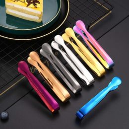 Colorful Stainless Steel Clips Mini Sugar Ice Tongs Serving Appetizers Kitchen Tools ECO Friendly Cake Bread Food BBQ Clip Metal Coffee Bar Hotel Dining Supplies