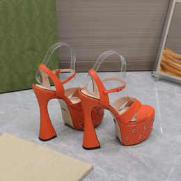 A114 with Sandals Waterproof Platform Interlocking Cross Ankle Strap Horseshoe Open-toe Dress Designer High Shoes Women Party F