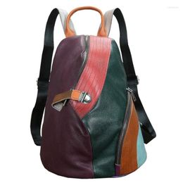 School Bags Women's Backpacks Travel Large Backpack Real Genuine Leather Handbag Schoolbag For Girls Lady Bag Female Shoulder Back Mochila