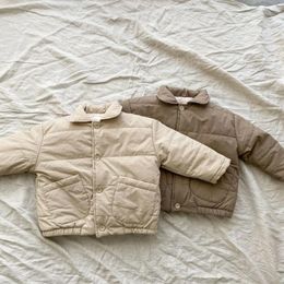 Down Coat Winter Boys And Girls Solid Color Plush Inner Short Style Jakcets Waterproof Simple Loose Coats
