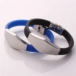 Bangle Punk Bracelet For Women Men Stainless Steel Armband Couple Wrist Cuban Chains Smooth Silicone Bracelets Custom LOGO Jewellery