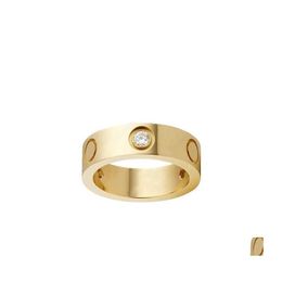 Band Rings Love Designer Jewellery Rose Gold Sier Plated Titanium Steel With Diamond Fashion Street Hip Hop Casual Couple Classic Ring Dh5Wh