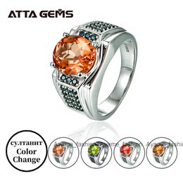 Zultanite Gemstone Rings for Men Solitaire 925 Sterling Silver Created Color Change Oval cut Diaspore Ring Gifts Fine Jewelry