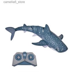 Electric/RC Animals 1 18 2.4G RC Shark Fish Boat Robot Radio Simulation Waterproof Model Electronic Remote Control Swimming Animal Toys For Children Q231114