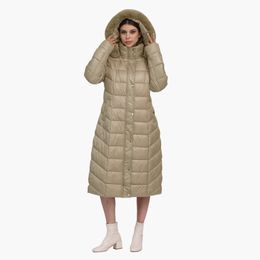 Parka da donna in piumino SANTELON Piumino invernale spesso caldo sopra il ginocchio da donna Parka XL lungo femminile con cappuccio antivento staccabile Capispalla moda 231114