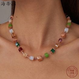 Cross -border hot -selling color square sugar bead necklace simple fashion color high -end sensory female necklace accessories wholesale