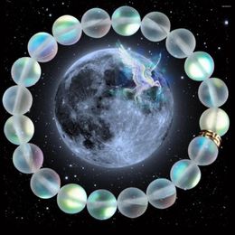 Strand 8mm Round Explosive Color Glitter Stone Colorful Crystal Bracelet Moonstone Frosted DIY White Glass Gifts For Women