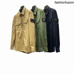 Cp Outerwear Badges Zipper Shirt Jacket Loose Style Spring Mens Top Oxford Portable High Street Stone companiness compagniness comapniness compagni companie 4UEL