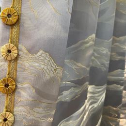 Curtain Atmospheric Chinese Style Gold Thread Landscape High-precision Jacquard Blackout Luxury Living Room Bedroom