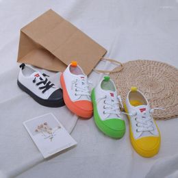 Athletic Shoes Spring Autumn Kids Canvas Candy Color Boys Sneakers Slip On Girls Sports Anti-kick Children Casual White