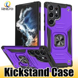 Kickstand Hybrid Armour Stand Phone Cases with Metal Ring Holder Back Cover for Samsung S23 S22 Ultra A54 A14 A34 izeso