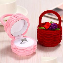 Jewelry Boxes Women Box Rose Flower Basket Design Finger Ring Earring Display Storage Case Decoration Organize Drop Dhgarden Dhtmu