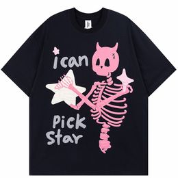 Men's T-Shirts Men Streetwear Tshirt Devil Horn Skull Skeleton Stars Funny Graphic T-Shirt Cotton Harajuku T Shirt Summer Hip Hop Tops Tee 230414