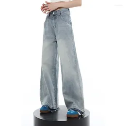 Women's Jeans Light Blue Womens High Waist Vintage Straight Baggy Denim Pants Streetwear American Fashion Wide Leg Mom Trouser