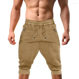 Men's Shorts Casual 3/4 Jogger Pants Breathable Below Knee Outdoor Sports Gym Fitness With Zipper Pockets