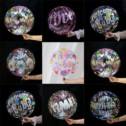Party Decoration Printed Popball Party Scene Layout Decorative Paper Scrap Stripe Leaf Printed Transparent Balloon 220523