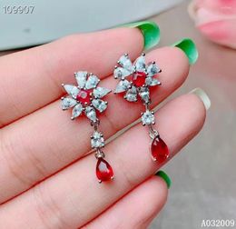 Dangle Earrings KJJEAXCMY Fine Jewellery 925 Sterling Silver Inlaid Natural Ruby Trendy Girl Eardrop Support Test