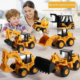 Diecast Model Cars Back Car Toys Retro Classic Vehicle Engineering Models Cars Excavator Crane Bulldozer Roller Kids Car Toys For BoysL231114