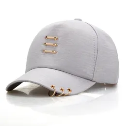 Ball Caps Fashion Unisex Iron Ring Baseball Cap With Rings Gold Color Snapback Hip Hop Hats For Women Men Summer Dad Hat