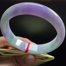 Bangle Natural Burmese jade and purple two tone 54 62mm bracelet elegant princess Jewellery gift 231114