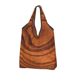 Shopping Bags Wood Grain Women's Casual Shoulder Bag Large Capacity Tote Portable Storage Foldable Handbags