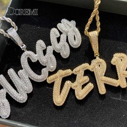 Pendant Necklaces Trendy Customized Necklace Doulble Layer Curise Ice Out Name Handmade Pendant Necklaces Women Men Best Friend Custom Jewelry T230413