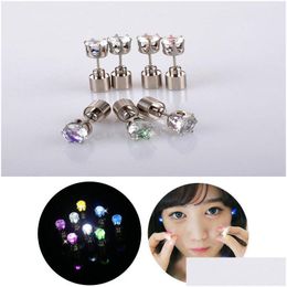 Stud 1 Pair Light Up Led Earrings Flashing Studs Stainless Steel Blinking Dance Party Accessories For Girls Drop Delivery Jew Dhgarden Dhx6J