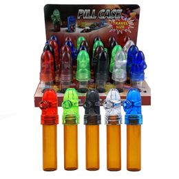 Glass Snuff Bullets Snorter Bottle Smoking Pipes Pill Case Containers Kit Portable Sniff Pocket Durable Snuffer Mix Color Snort Storage