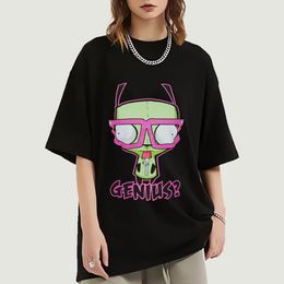 Erkek Mens Invader Zim Kız Dahi Anime T-Shirt Erkek Kadın Kısa Kollu Tişört Yaz Moda Pamuk T-Shirts Komik Kawaii Üstler 230414 Ngr7