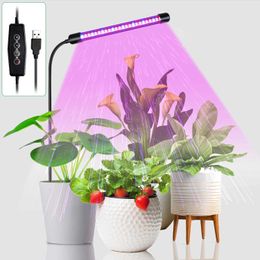 Grow Lights Small Grow Light for Indoor Plants Red Blue Phytolamp Spectrum with Timer Gooseneck Sunlight Plant Lamp for Succulents Cactus P230413