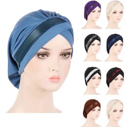 Underscarf Muslim Turban Pleated Cross Hair Loss Cap Beanies Women Chemo Cap Inner Hijab Hat Bonnet Headwrap Scarf Cover
