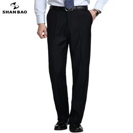 Mens Pants 5XL 6XL 7XL 8XL 9XL Plus Size Pure Colour Suit Classic Brand Business Casual Straight Loose Navy Blue 230414