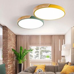 Ceiling Lights Modern Minimalist Wooden Lighting For Creative Macaron Children Study Living Room Bedroom Round Nordic LED Lamp