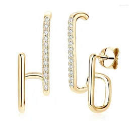 Stud Earrings Irregular U-shaped Moissanite 14k Gold Plated For Women Fine Jewellery Lab Diamond Pass With Gra