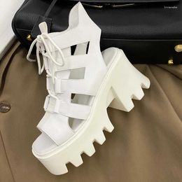 Sandals Vichelo Genuine Leather Peep Toe Super High Heels Shoes Women Platform Street Fashion Gladiator Modern L21