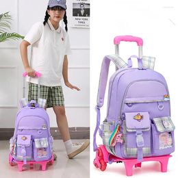 School Bags 2023 Fashion Children's Trolley Bag For Teenagers Large Capacity Fresh Wheel Schoolbag Orthopaedic Girls Mochila