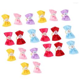 Dog Apparel 20Pcs Handsewn Cute Pet Hair Bows Grooming Lovely Bowknot With Rubber Bands For